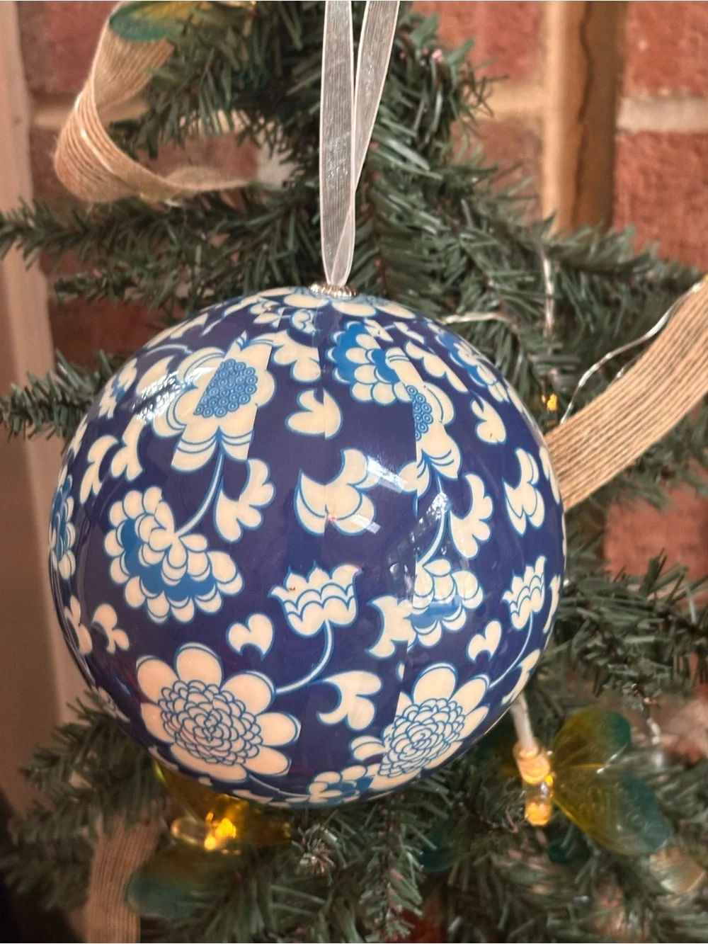 Blue & White Decorative Ceramic Spheres - Set of Patterned Orbs
